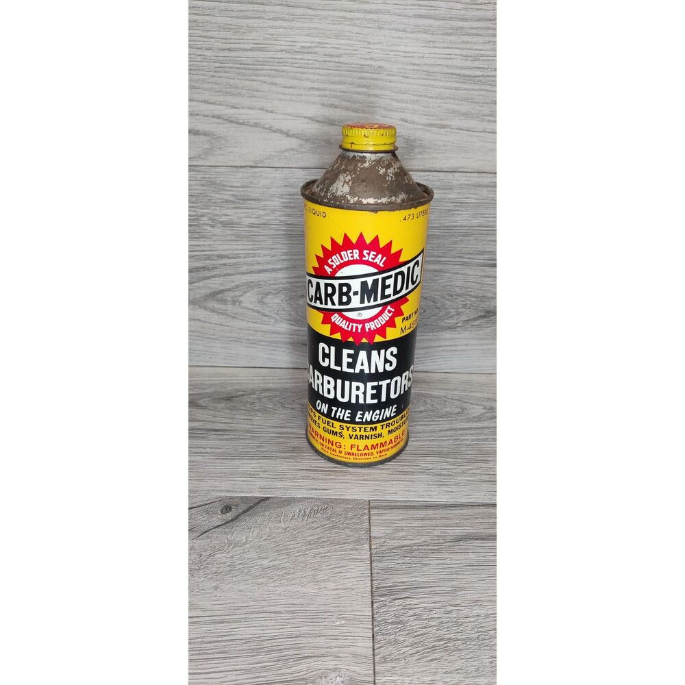 VTG Carb-Medic Carburetor Cleaner Can Empty Gas Oil Handy Oiler Complete Cap Tin